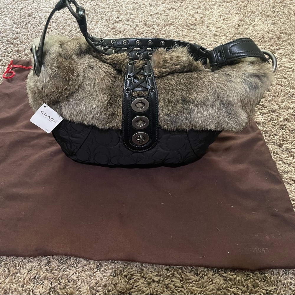 Authentic Coach Purse With Rabbit Fur